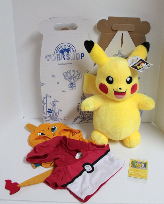 Build A Bear Pokemon Go Pikachucharizard Plush Wsound Poke Ball Hoodie And Card Ebay 